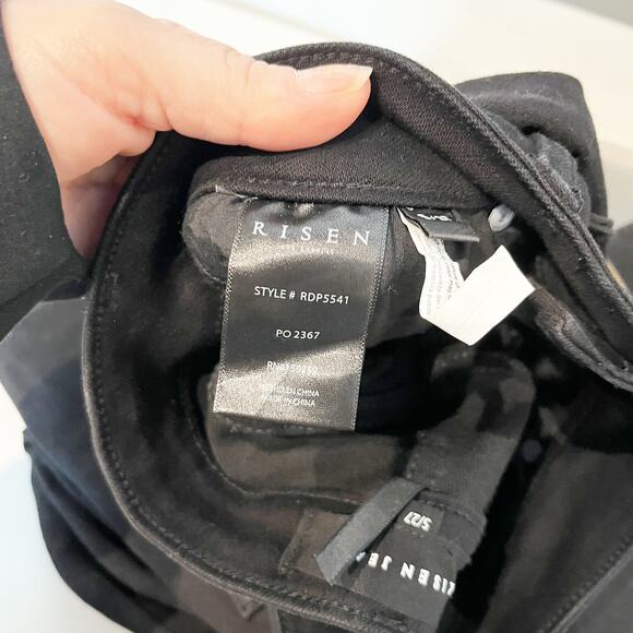 Risen Courtney High Waisted Denim Wide Leg Jeans Solid Black 5 / 27 - Picture 8 of 13